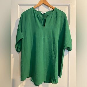 Chic Soul notch neck blouse, green, 3X, nwot